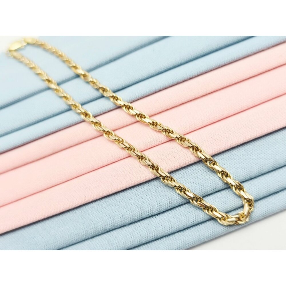 Beautiful 14K Karat Solid Yellow Gold Designer Rope Bracelet - 8.50" Length 6.2g